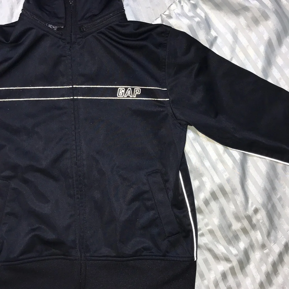 GapKids Black Zip Up Running Jacket Removable Hood